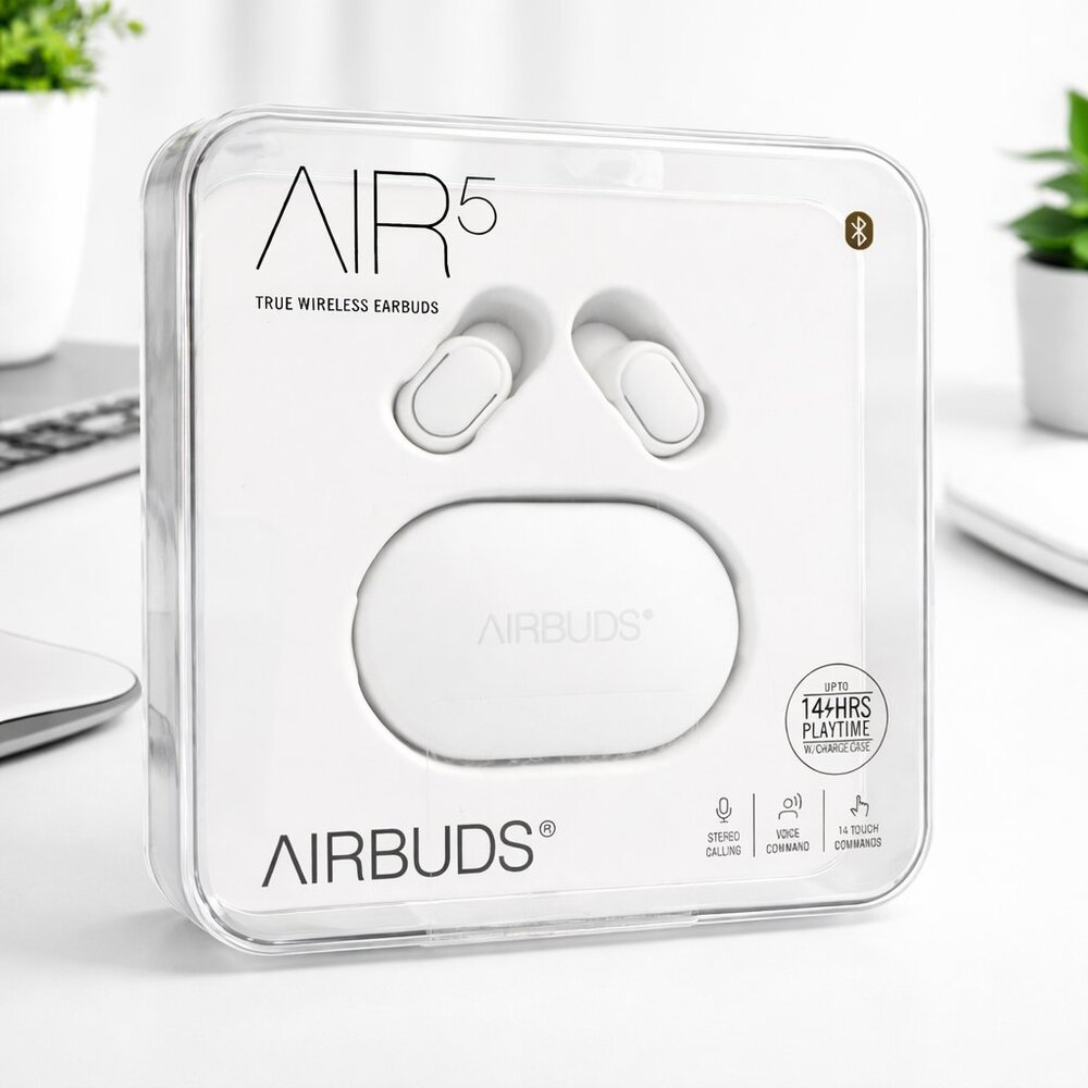Airbuds Air5 True Wireless Bluetooth Earbuds White NIB